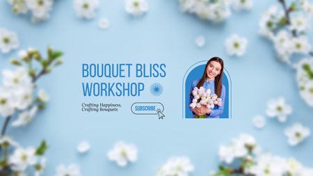 Workshop sobre buquês de flores frescas com linda mulher Youtube Modelo de Design