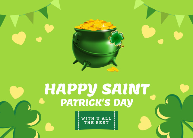 Modèle de visuel Wishing Happy St. Patrick's Day With Shamrock - Postcard 5x7in