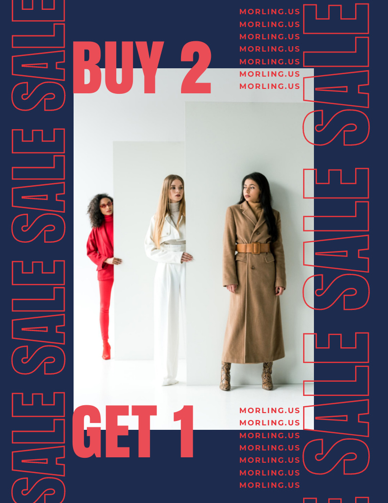 Plantilla de diseño de Fashion Promo with Women in Stylish Outfits Flyer 8.5x11in 