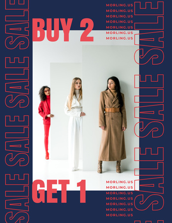Designvorlage Fashion Offer Women in Stylish Outfits in Studio für Flyer 8.5x11in