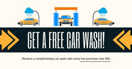 Template di design Offerta di servizi gratuiti di cura dell'auto presso Wash Facebook AD