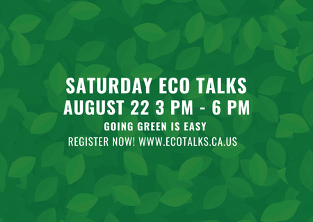 Saturday eco talks Announcement on green leaves Postcard tervezősablon