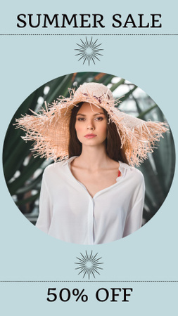 Designvorlage Woman with Straw Hat für Instagram Story