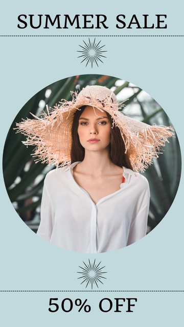 Modèle de visuel Woman with Straw Hat - Instagram Story
