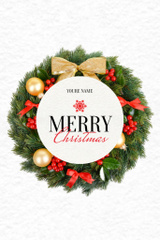Christmas Holiday Greeting with Decorated Wreath