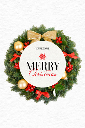 Ontwerpsjabloon van Postcard 4x6in Vertical van Christmas Holiday Greeting with Decorated Wreath