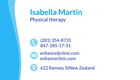Plantilla de diseño de Servicio de especialista en fisioterapeuta cualificado en clínica Business Card US 
