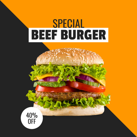 Ontwerpsjabloon van Instagram van Beef Burger Korting