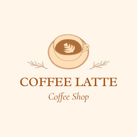 Emblem of Coffee Shop with Beige Cup Logo Design Template