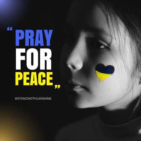 Little Girl Calling to Pray for Ukraine Instagram Design Template