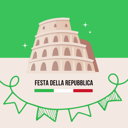Republic Day Italy Announcement of Celebration with Coliseum Instagram Design Template