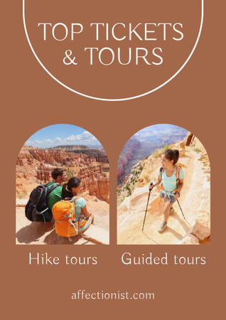 Collage with Proposal of Hiking Tours Poster A3 Design Template