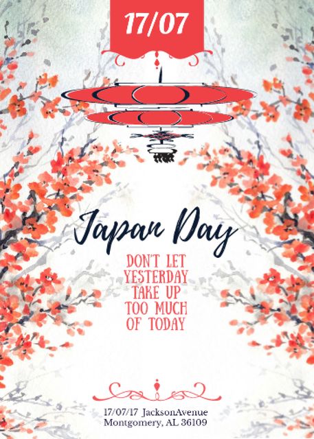 Designvorlage Japan day announcement with Sakura für Flayer