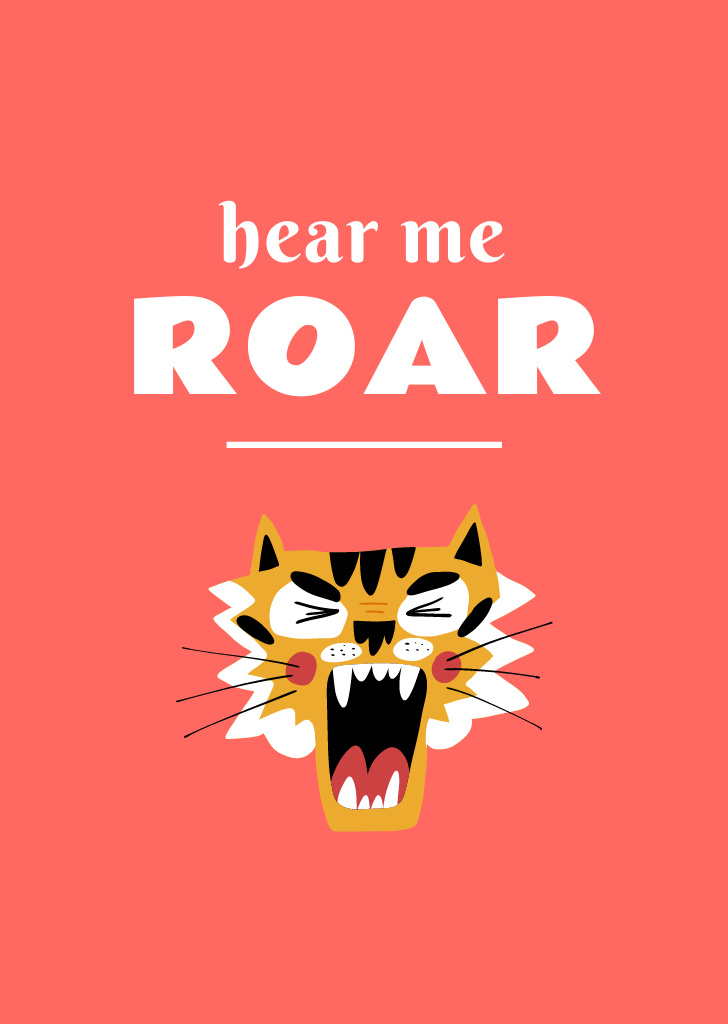 Funny Phrase with Tiger Postcard A6 Vertical – шаблон для дизайна