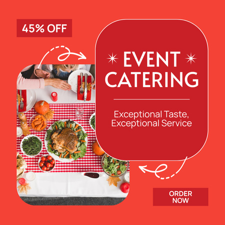 Rendezvényes étkeztetési szolgáltatások asztalon étellel Instagram tervezősablon