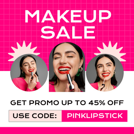 Lipsticks and Other Makeup Goods Sale Instagram Design Template