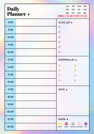Daily Timetable by Hours Schedule Planner Design Template