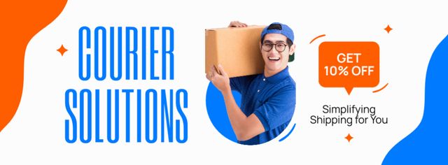 Discount on Courier Solutions Facebook cover Πρότυπο σχεδίασης
