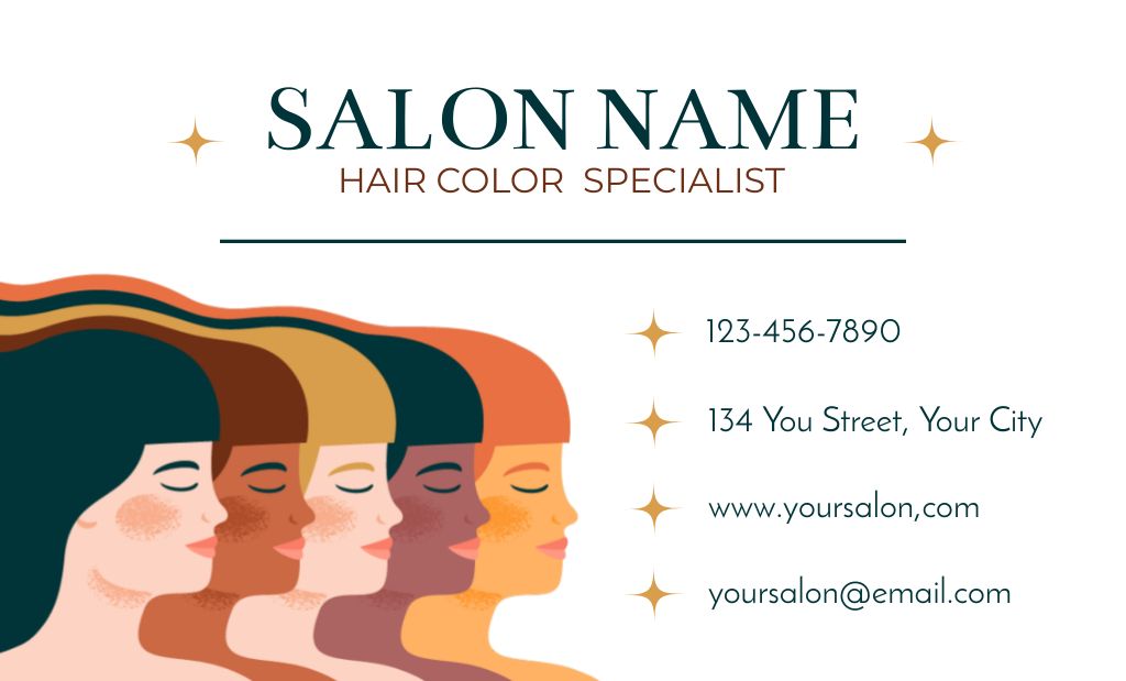 Hair Coloring and Styling Specialist Business Card 91x55mm Πρότυπο σχεδίασης