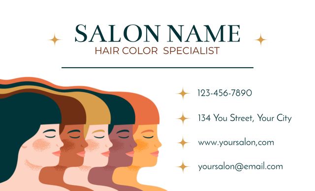 Hair Coloring and Styling Specialist Business Card 91x55mm Πρότυπο σχεδίασης
