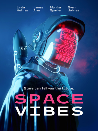 Uusi elokuvamainos, jossa on mies astronauttipuvussa Poster US Design Template