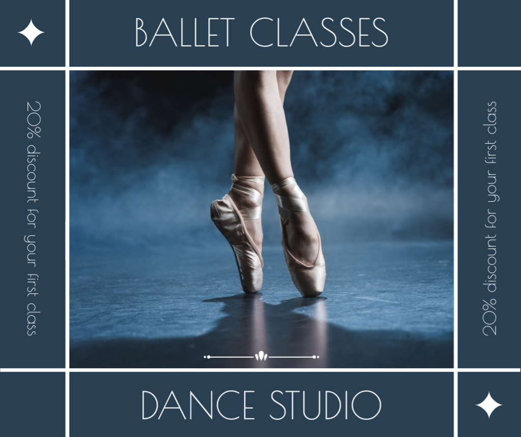 Ontwerpsjabloon van Facebook van Ad of Classes in Ballet Dance Studio