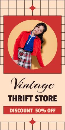Vintage Thrift Shop Retro Design Red Graphic Design Template