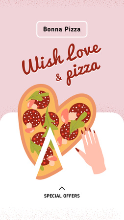 Ontwerpsjabloon van Instagram Story van Special Pizza Offer on Valentine's Day