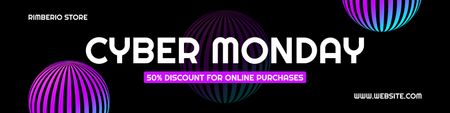 Cyber Monday Discount for Online Purchases Twitter Design Template