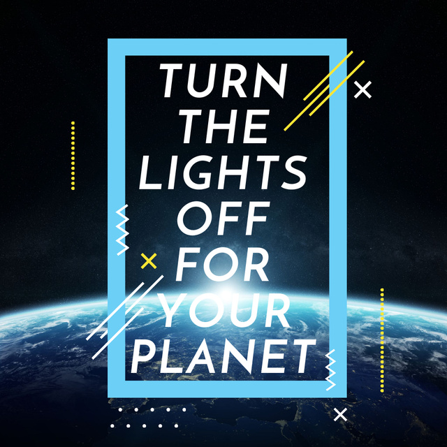 Designvorlage Earth hour with Planet in Space für Instagram