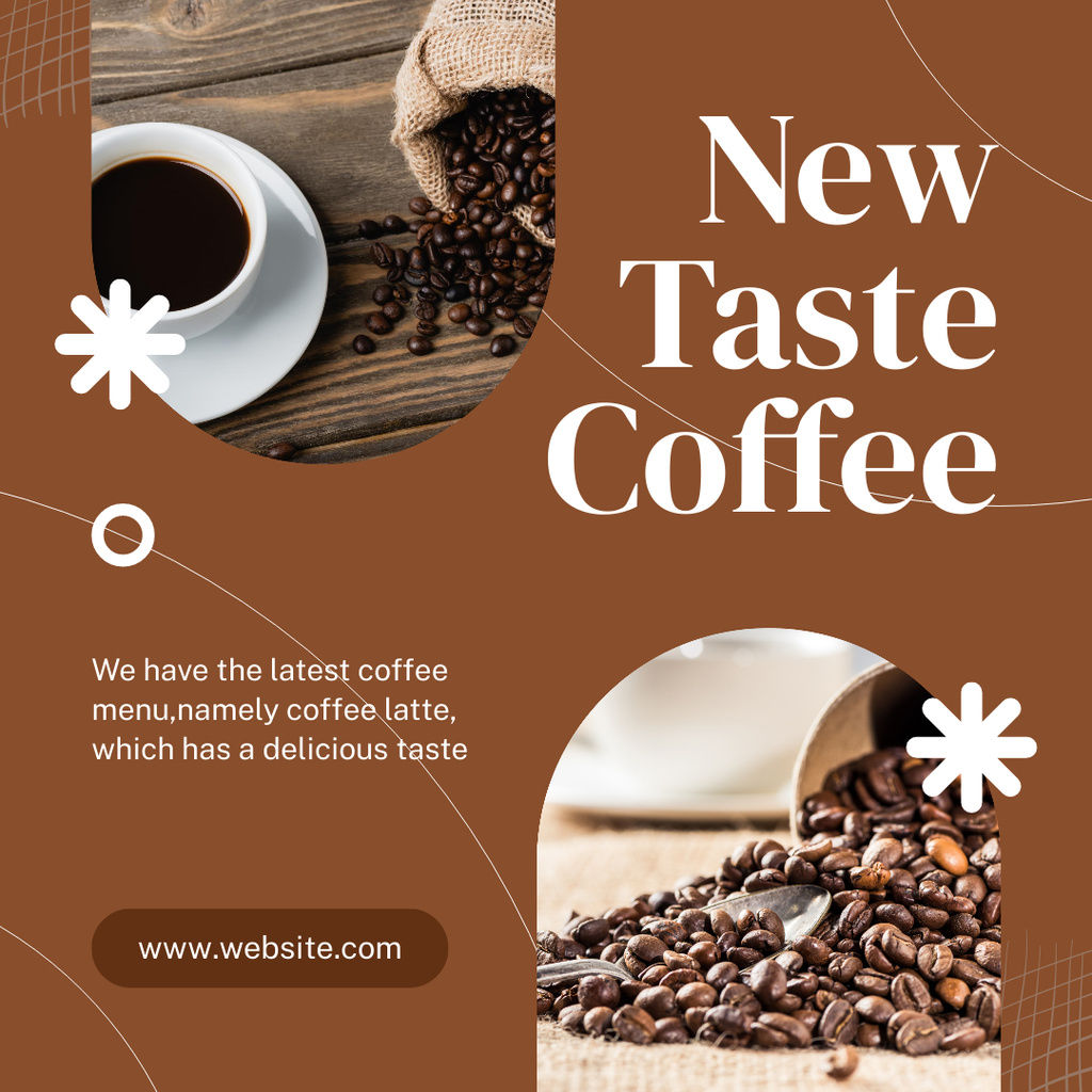 New Coffee Taste In Coffee Shop Promotion Instagram tervezősablon