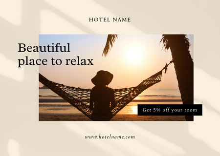 Luxury Hotel with Offer of Discount on Services Postcard Design Template