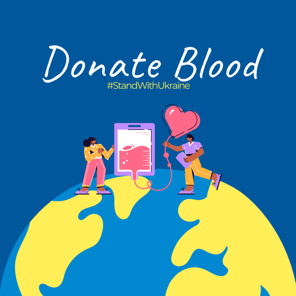 Donate Blood to Help Ukraine Instagram Design Template