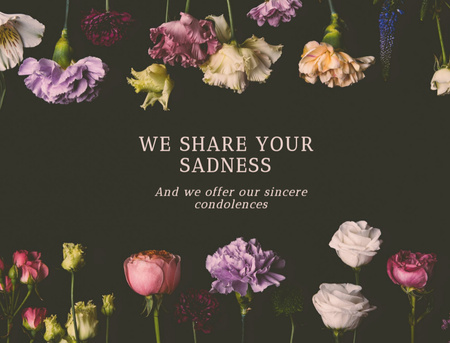 Sympathy Words With Flowers Frame Postcard 4.2x5.5in Πρότυπο σχεδίασης