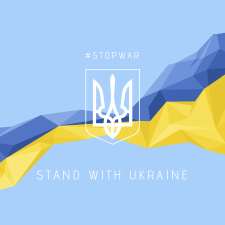 Plantilla de diseño de bandera nacional de ucrania y emblema de ucrania Instagram 