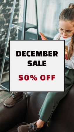 Modèle de visuel Annonce de l'offre de vente de décembre en blanc - Instagram Story