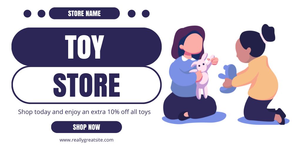 Girls Playing with New Toys Twitter – шаблон для дизайну