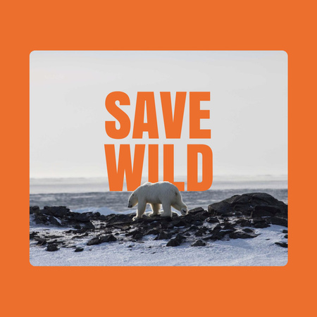 Povědomí o změně klimatu a zachraňte divokou přírodu s ledním medvědem Instagram Šablona návrhu