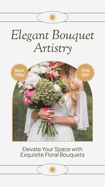 Designvorlage Artistry Bouquet Offer with Discount für Instagram Story