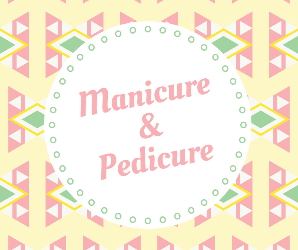 Manicure and pedicure services ad on geometric pattern Facebook Tasarım Şablonu