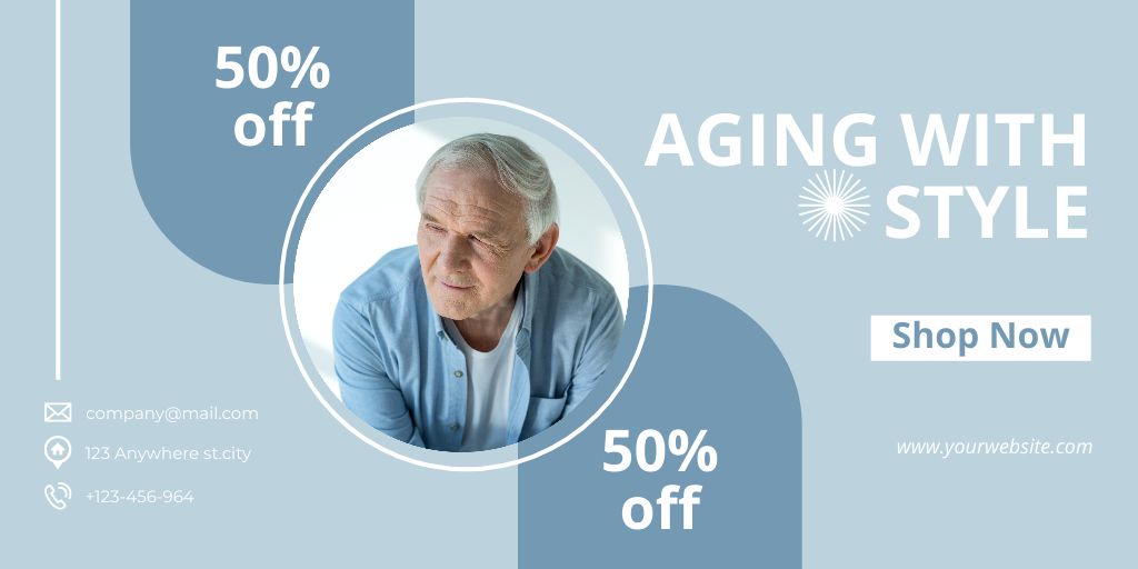 Fashionable Style For Seniors With Discount Twitter Modelo de Design