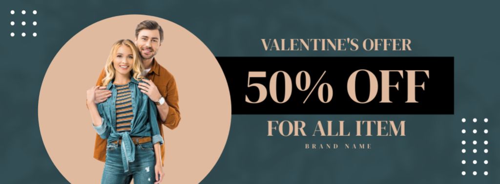 Ontwerpsjabloon van Facebook cover van Discount on All Products for Valentine's Day