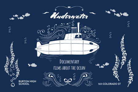 Documentary Film about Ocean's Fauna Flyer 4x6in Horizontal Design Template