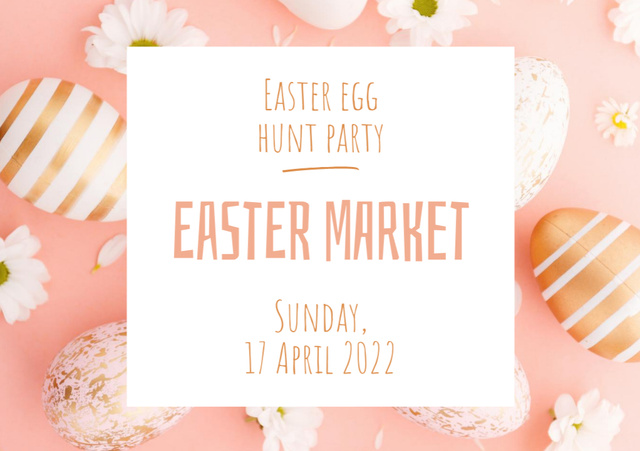Easter Egg Hunt Announcement with Festive Decor Flyer A5 Horizontal Modelo de Design