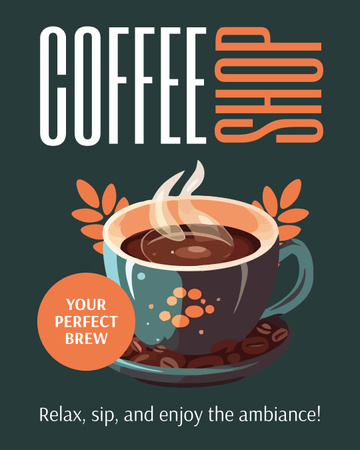 Coffee Shop Offer Free Pastry With Hot Coffee Cup Instagram Post Vertical Design Template