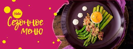 Seasonal Menu offer with green asparagus Facebook cover – шаблон для дизайна