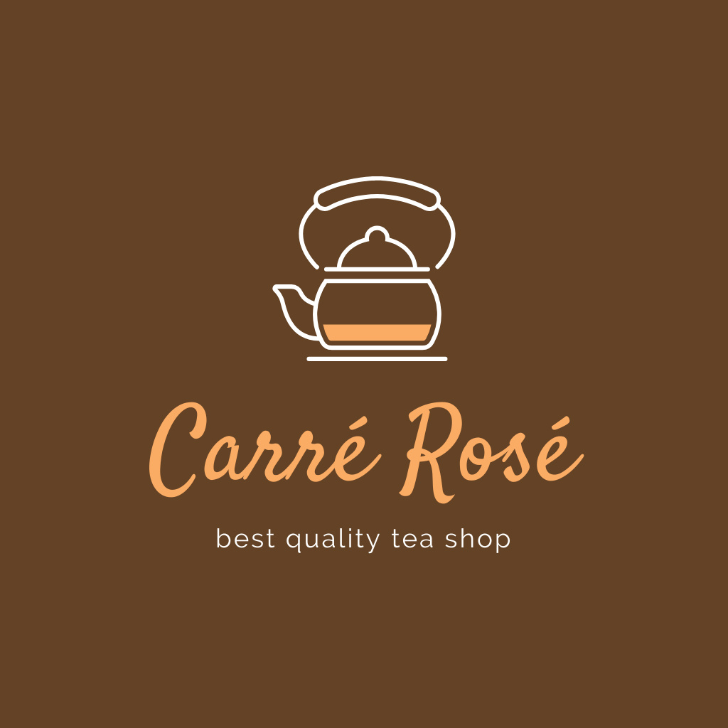High Quality Tea Shop Ad with Teapot In Brown Logoデザインテンプレート
