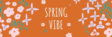 Spring Vibe with bright Flowers Twitter Design Template