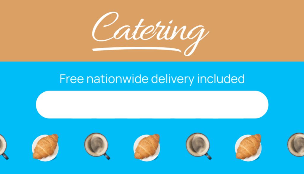 Catering Delivery Services Offer with Yummy Croissants Business Card US Πρότυπο σχεδίασης