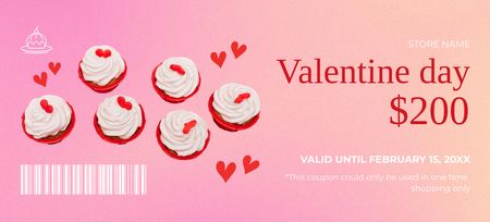 Platilla de diseño Offer Prices for Cupcakes for Valentine's Day in Pink Coupon 3.75x8.25in